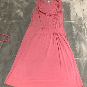 Cowlneck silk dress with pockets